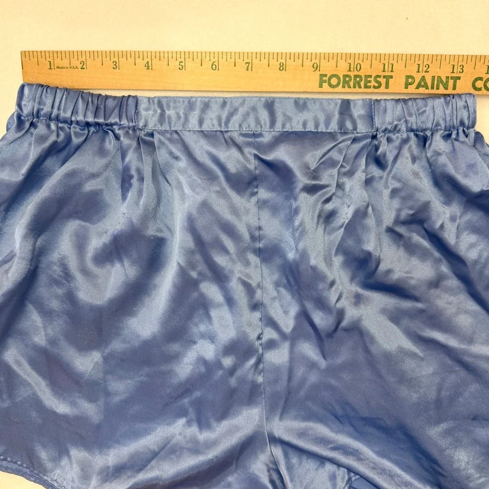 90s Victoria's‎ Secret Satin Sleep Shorts Size M Blue Lingerie Y2K Coquette VTG